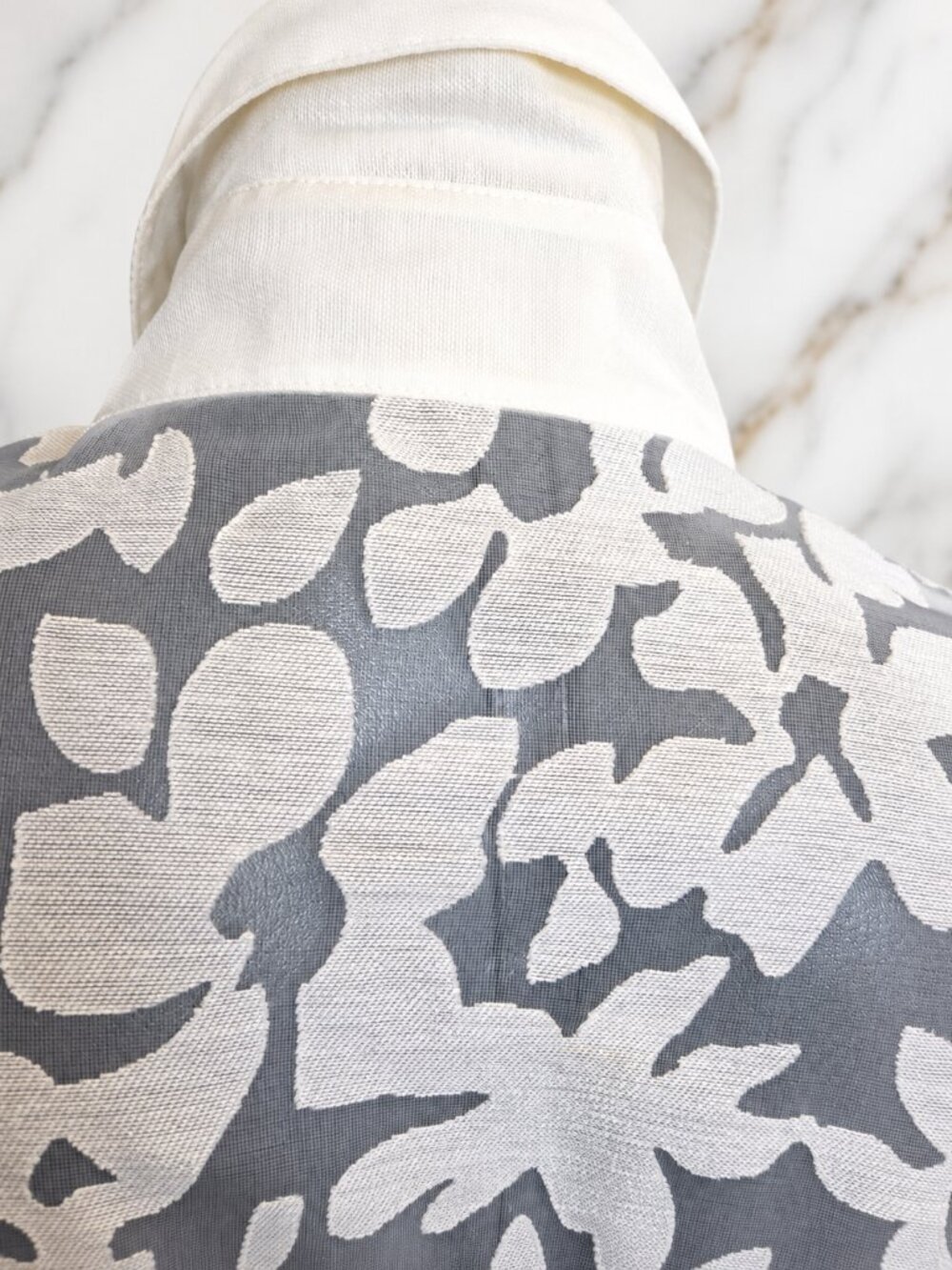 Martana Claude Montana Paris Sheer Floral Bow Blouse Size 42 Ivory White - Picture 9 of 10